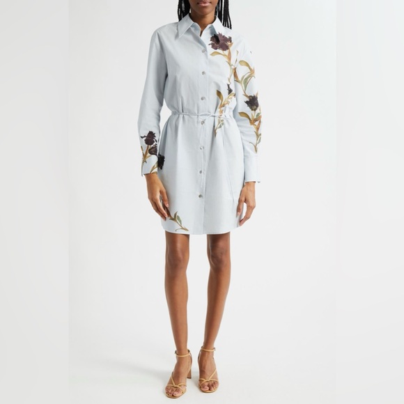 Vince placed Black iris long sleeve cotton shirt dress size M - Picture 3 of 10